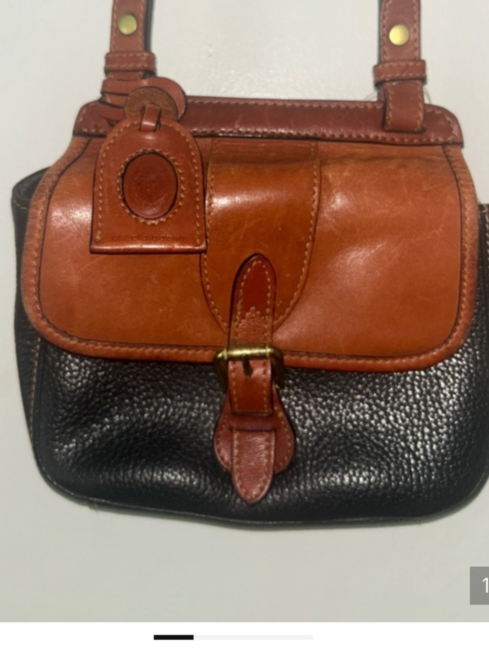 Vintage Liz Claiborne Two-Tone Brown & Black Leather Crossbody Bag